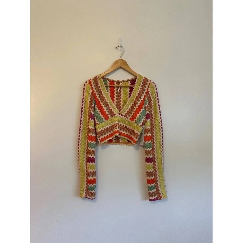 Free People Pop Surge Multi Color Metallic Crop Top | Size Small